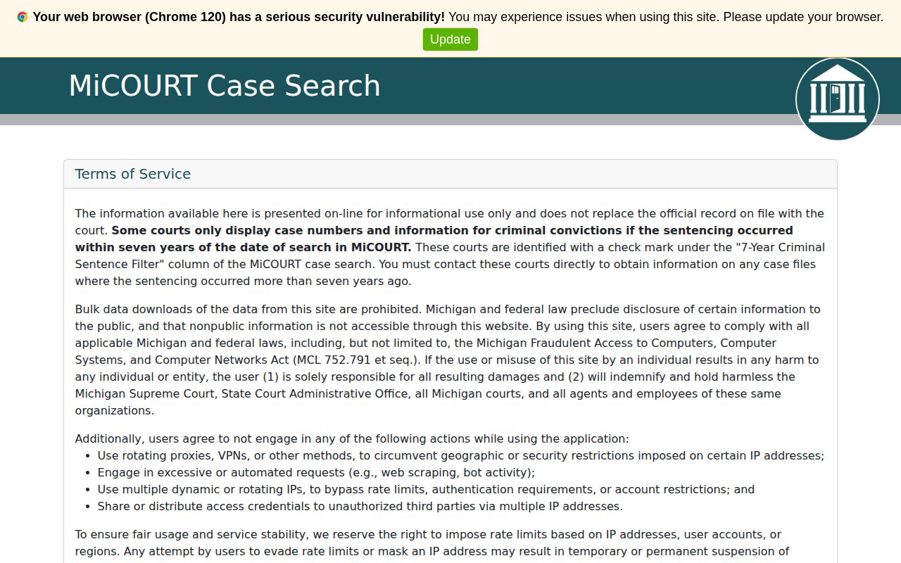 Newaygo County released inmate court selection in MiCOURT