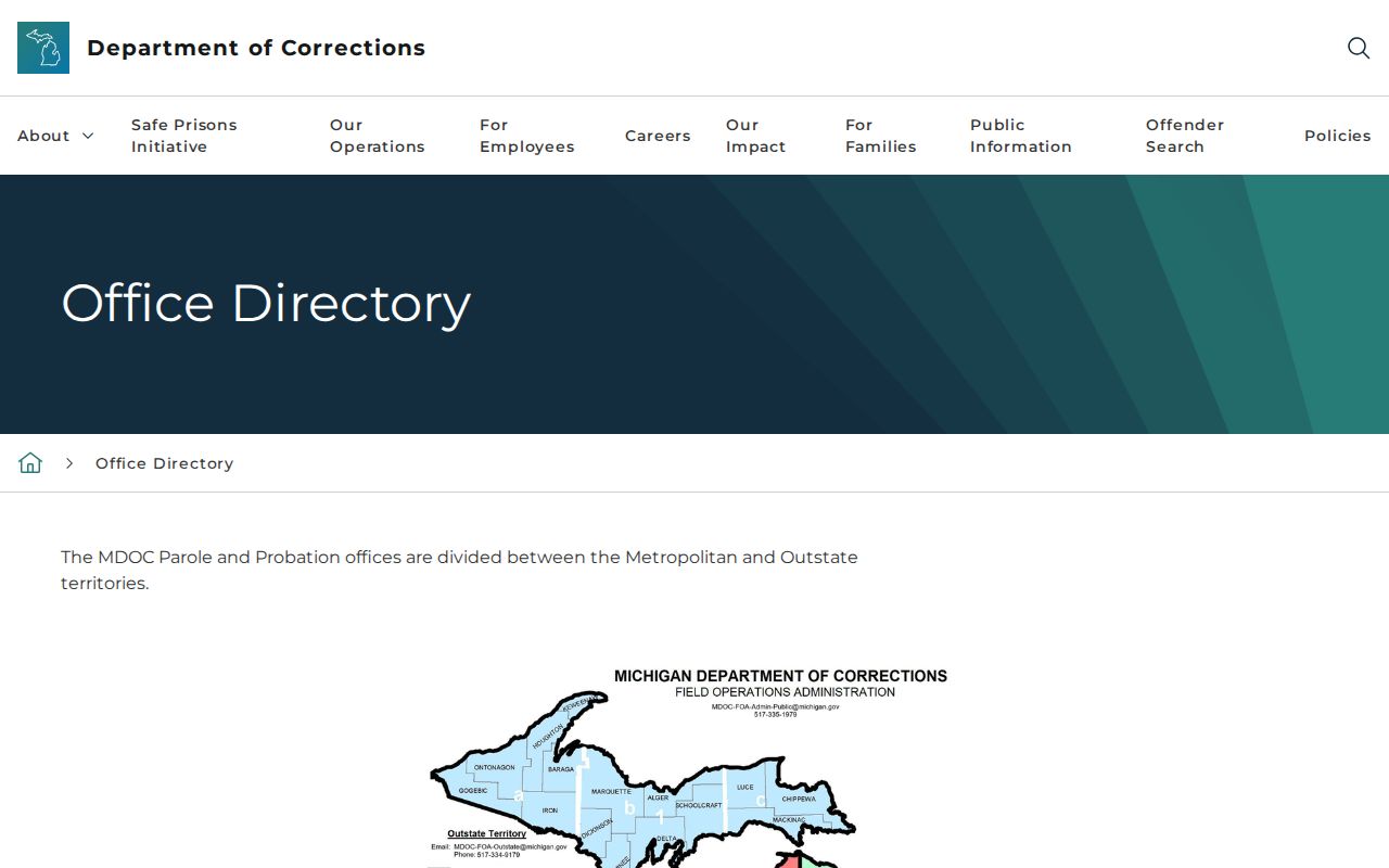 Newaygo County probation and parole office directory